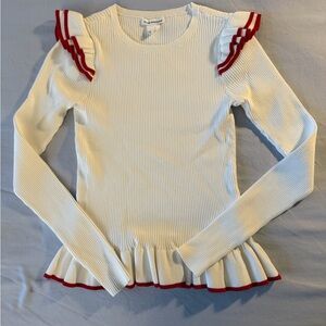 Club Monaco Cream Ribbed Knit Top
